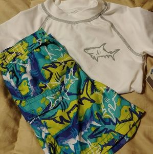 NEW swim shirt and trunks sz 24/2T